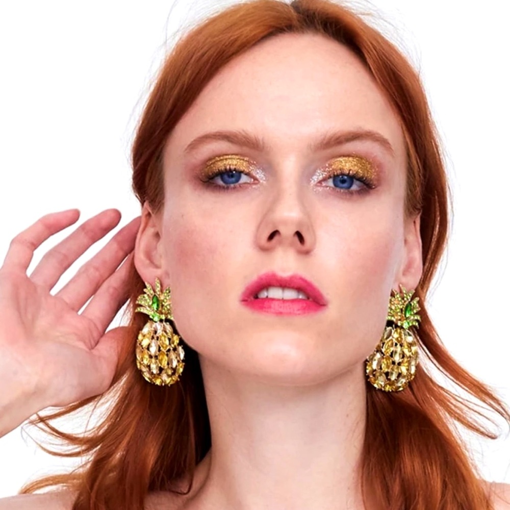 Crystal Tropical Pineapple Earrings